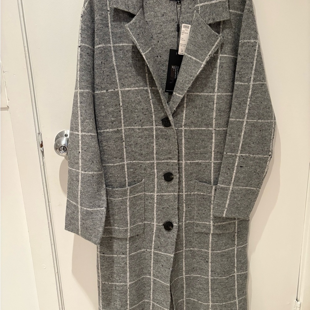 Gray Plaid Women's Pea Coat
